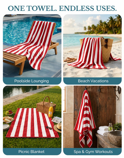 4-Piece Cabana Beach Towel Set cp-gallery: color=Red; size=4 Piece Set