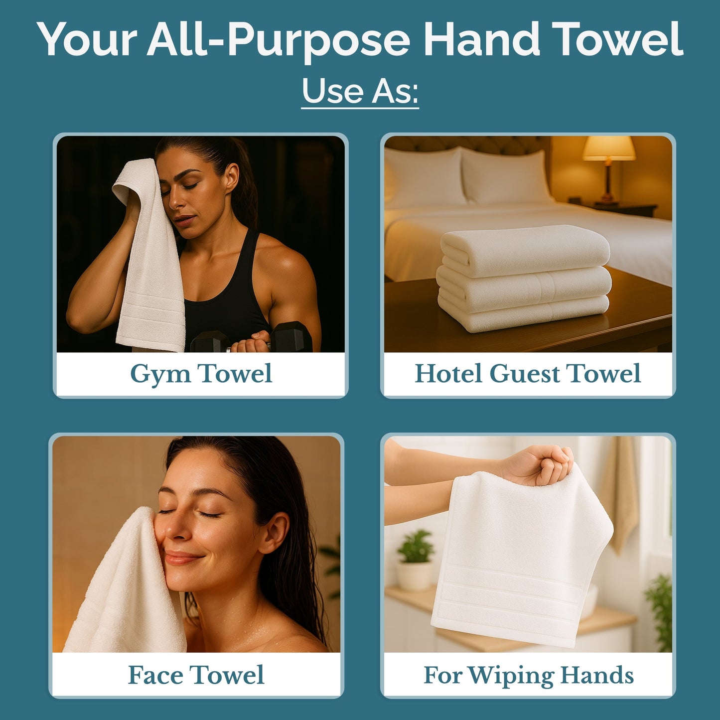 6-Piece Cotton Hand Towels Set cp-gallery: color=White; size=6 Piece Set