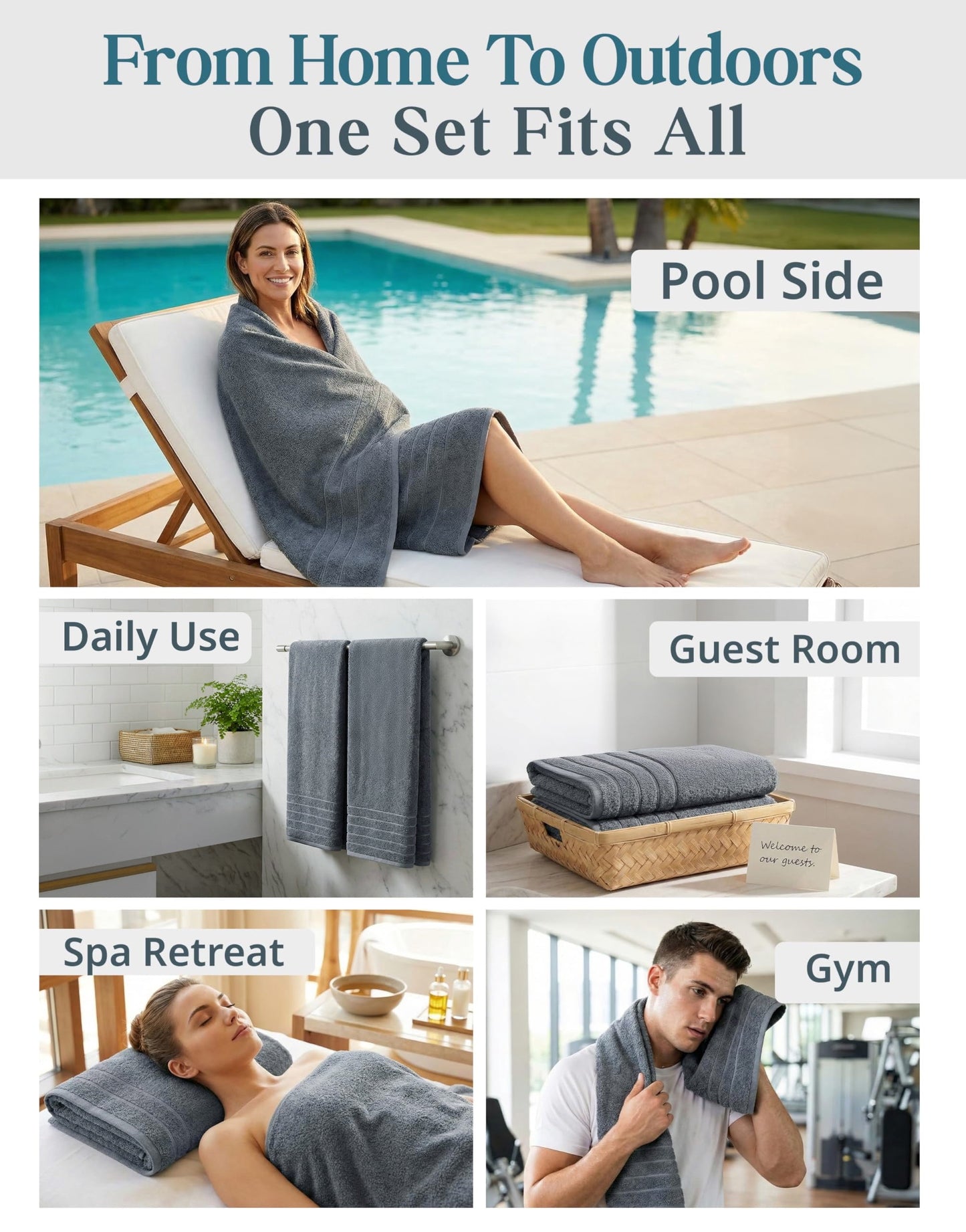 2-Piece Oversized Bath Sheets Set cp-gallery: color=Cool Grey; size=2 Piece Set