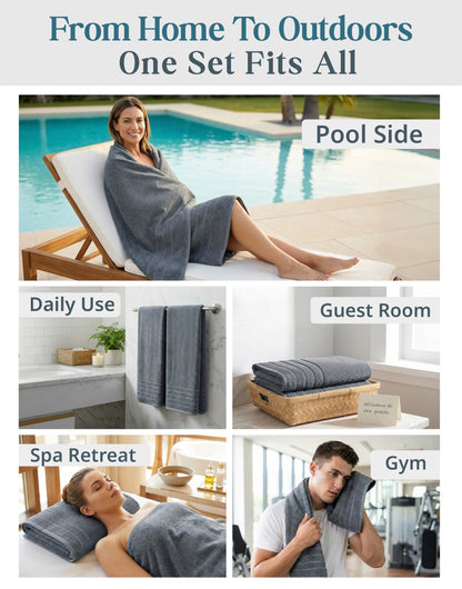 2-Piece Cotton Bath Towels Set cp-gallery: color=Cool Grey; size=2 Piece Set