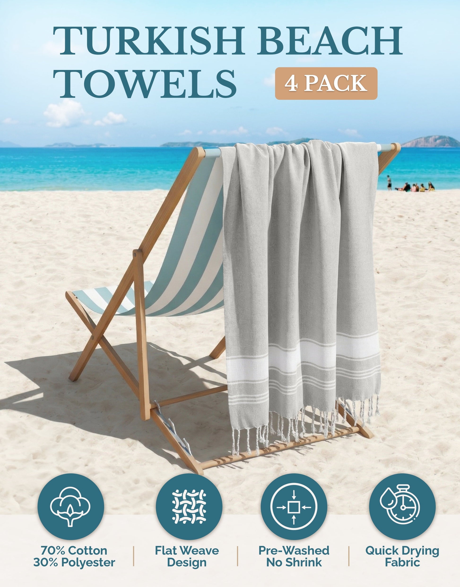 Cotton Hammam Beach Towels Multi-Pack