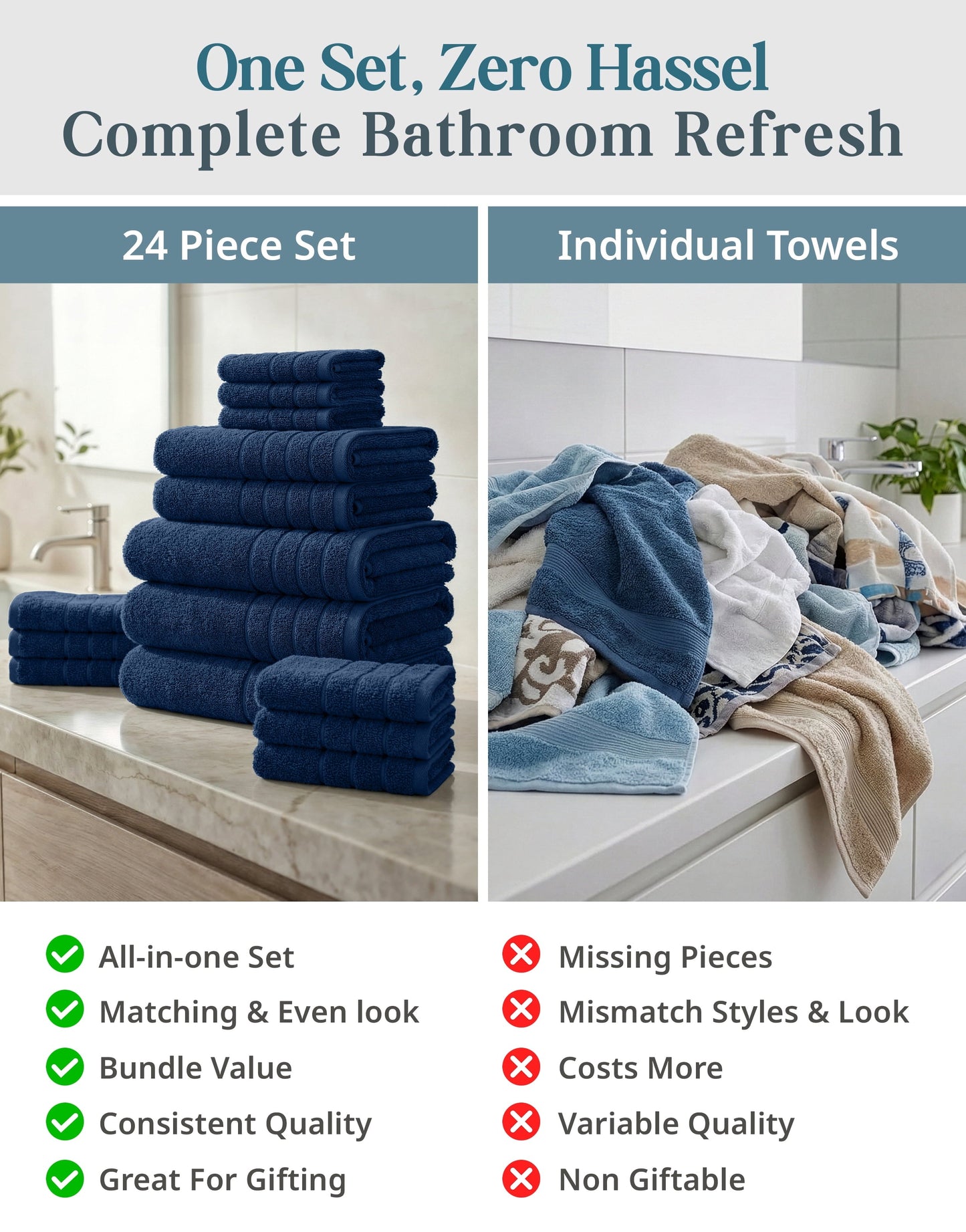 24-Piece Cotton Bath Towel Set cp-gallery: color=Denim; size=24 Piece Set