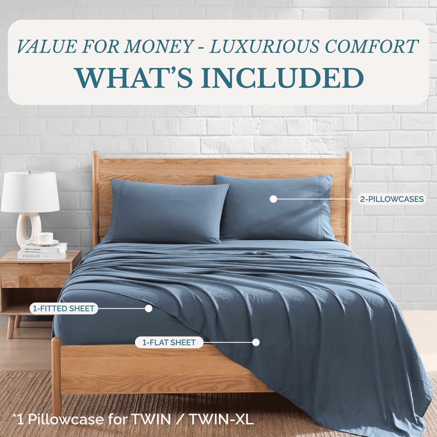 Washed Microfiber Sheet Set cp-gallery: color=Estate Blue