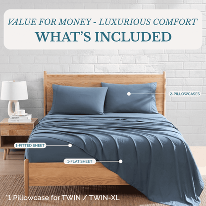Washed Microfiber Sheet Set cp-gallery: color=Estate Blue