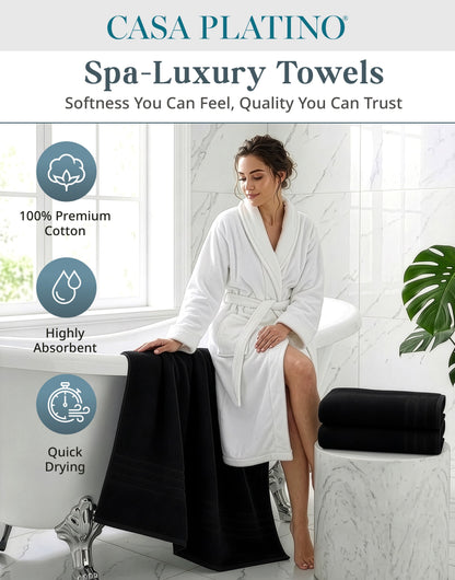 4-Piece Cotton Bath Towels Set cp-gallery: color=Black; size=4 Piece Set