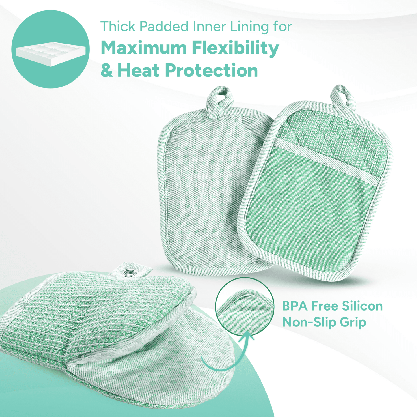 Kitchen Set - Oven Mitts, Pot Holders & Towels cp-gallery: color=Sage; size=8 Piece Set