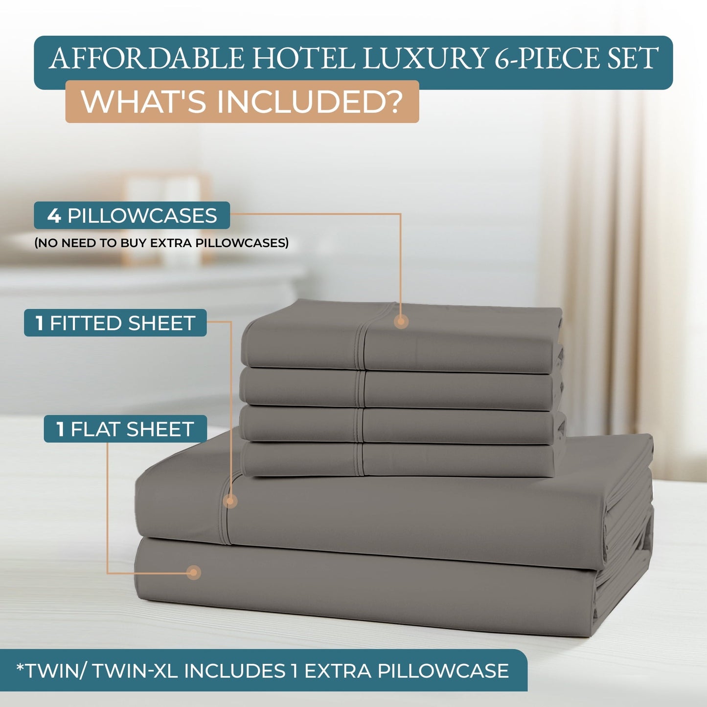 600 Thread Count Cotton Sheet Set cp-gallery: color=Charcoal