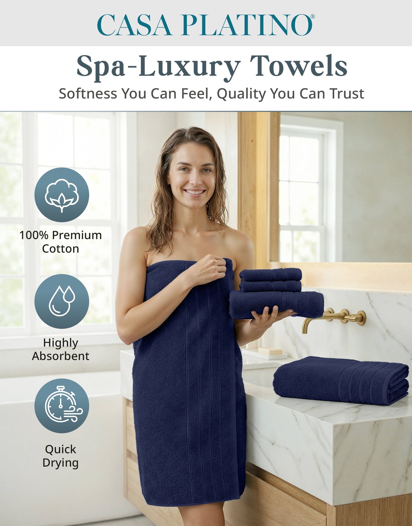 18-Piece Cotton Bath Towel Set cp-gallery: color=Navy; size=18 Piece Set