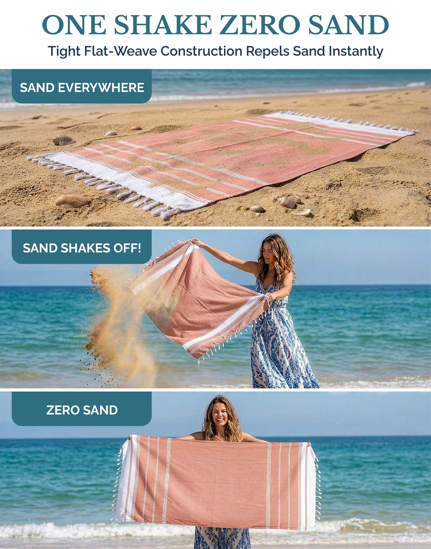 6-Piece Hammam Beach Towels Diamond Weave Set cp-gallery: color=Sand Blue; size=6 Piece Set