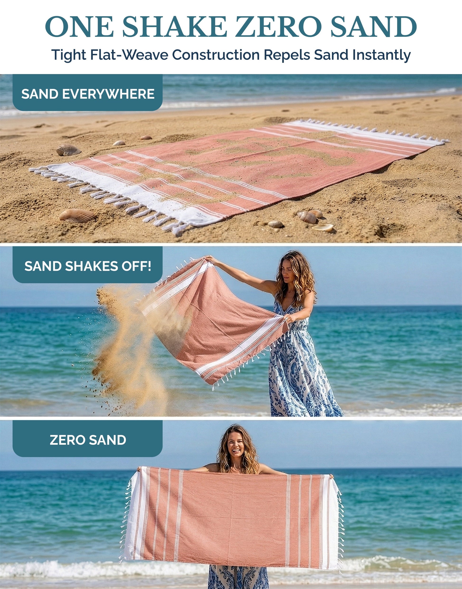 6-Piece Hammam Beach Towels Diamond Weave Set