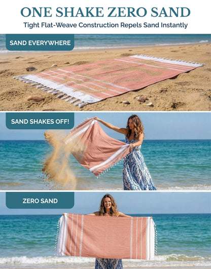 6-Piece Hammam Beach Towels Diamond Weave Set cp-gallery: color=Sand Blue; size=6 Piece Set