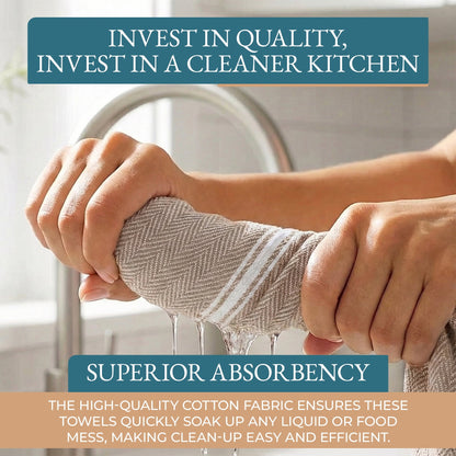 Herringbone Kitchen Towel Set cp-gallery: color=Beige; size=12 Piece Set