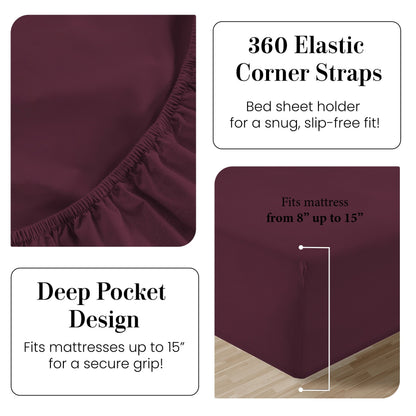 Percale Cotton Sheet Set cp-gallery: color=Windsor Wine