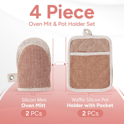 Kitchen Set - Oven Mitts, Pot Holders & Towels cp-gallery: color=Canyon Rose; size=4 Piece Set