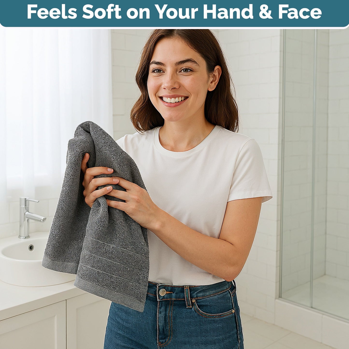 4-Piece Cotton Hand Towels Set cp-gallery: color=Grey; size=4 Piece Set