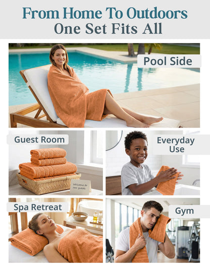 12-Piece Cotton Bath Towel Set cp-gallery: color=Peach Fuzz; size=12 Piece Set
