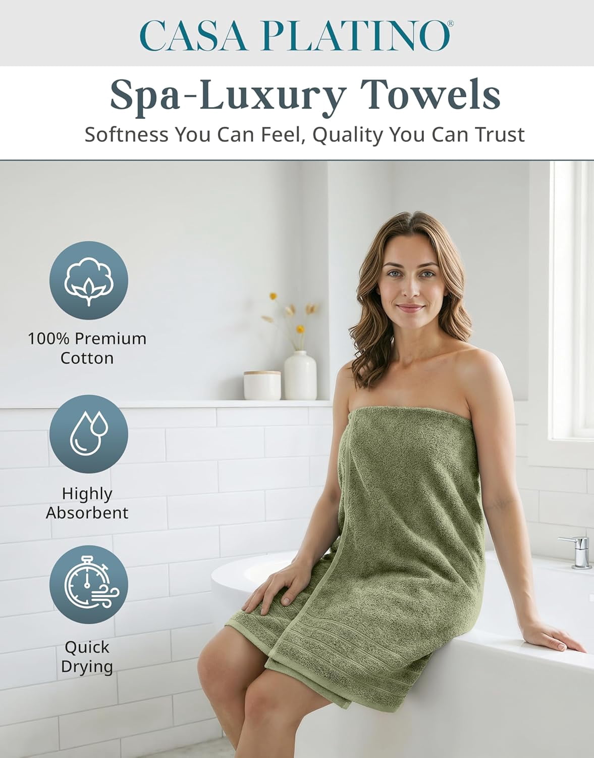 24-Piece Cotton Bath Towel Set cp-gallery: color=Oil Green; size=24 Piece Set