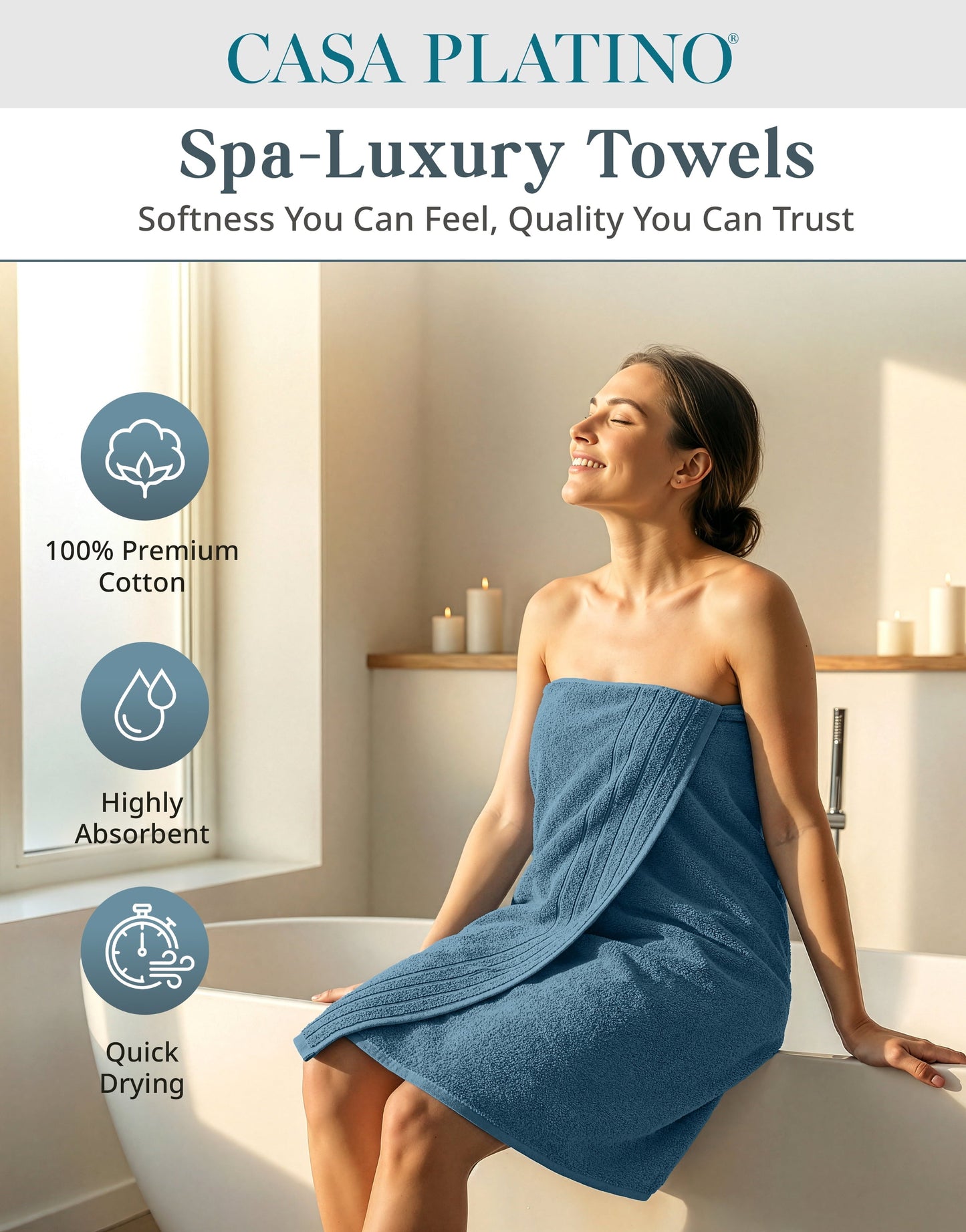 8-Piece Cotton Bath Towel Set cp-gallery: color=Steel Blue; size=8 Piece Set