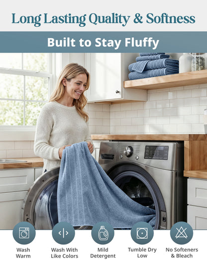 12-Piece Cotton Bath Towel Set cp-gallery: color=Cerulean Blue; size=12 Piece Set
