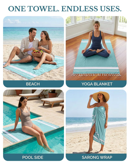 Cotton Hammam Beach Towels Multi-Pack cp-gallery: color=Hunter Green; size=4 Piece Set