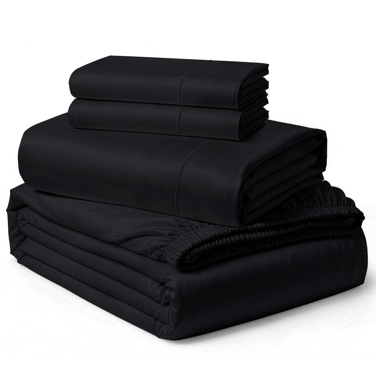 Lane Linen Egyptian Cotton Sheet Set - Black - 4 piece set