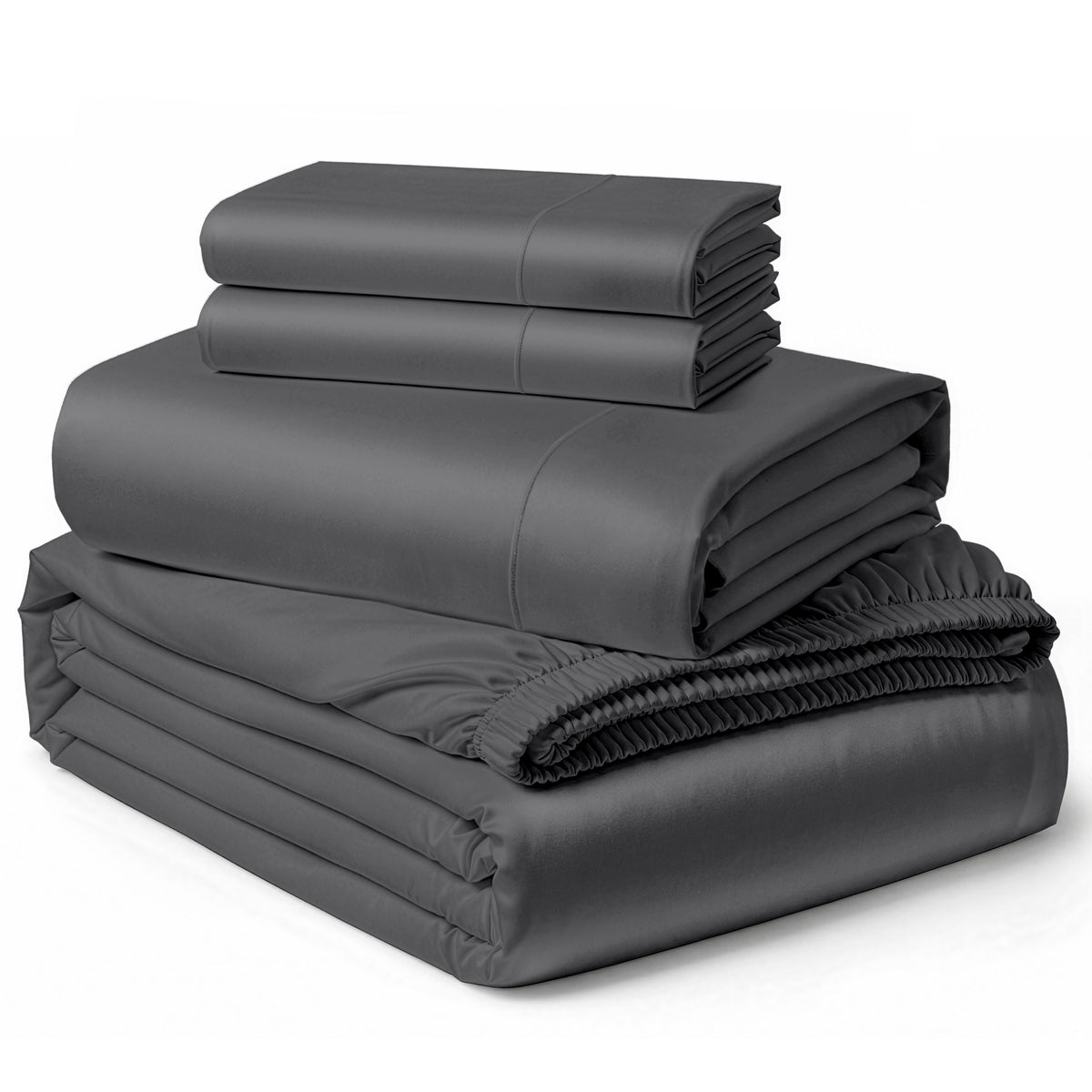 Lane Linen Egyptian Cotton Sheet Set - Charcoal - 4 piece set