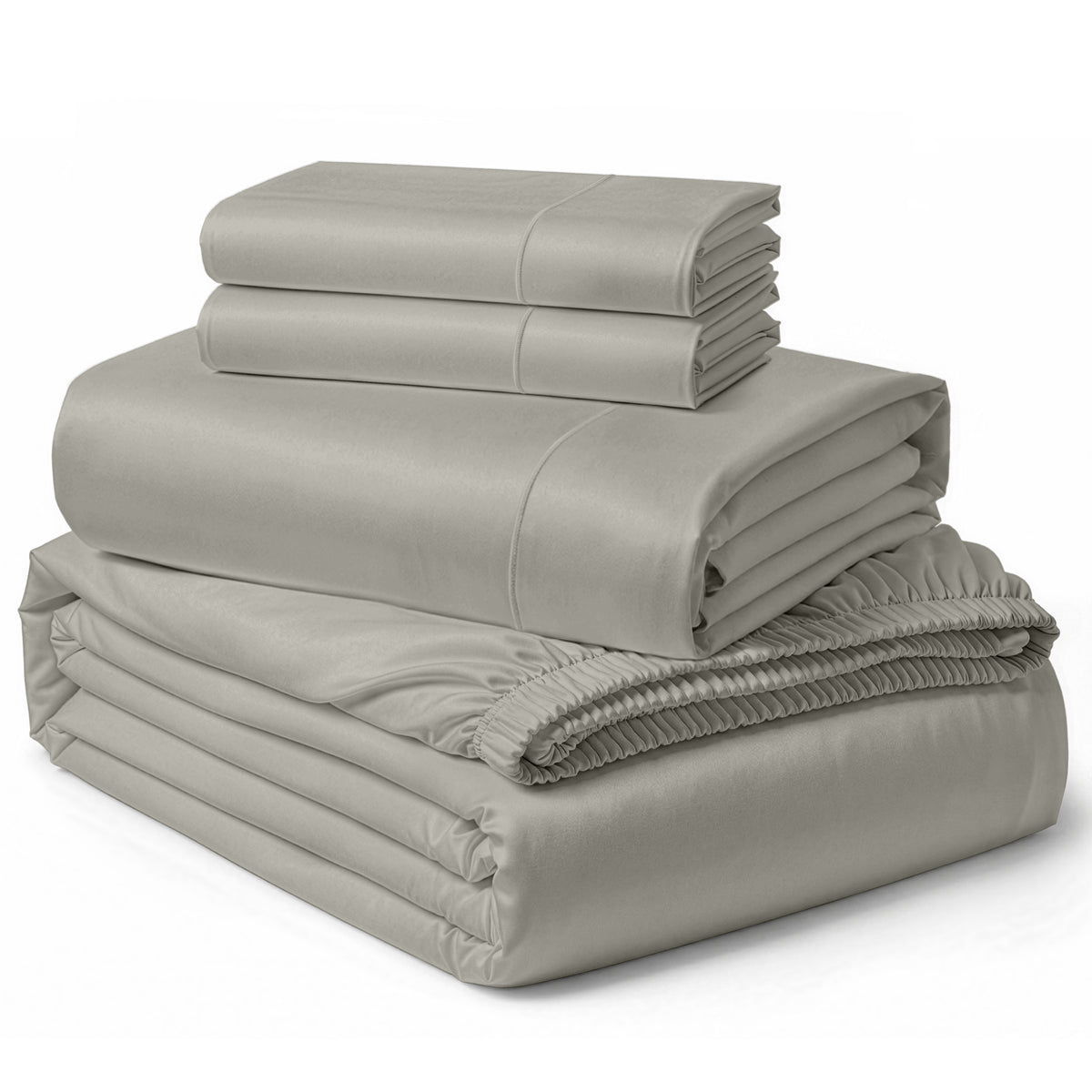 Lane Linen Egyptian Cotton Sheet Set - Silver - 4 piece set