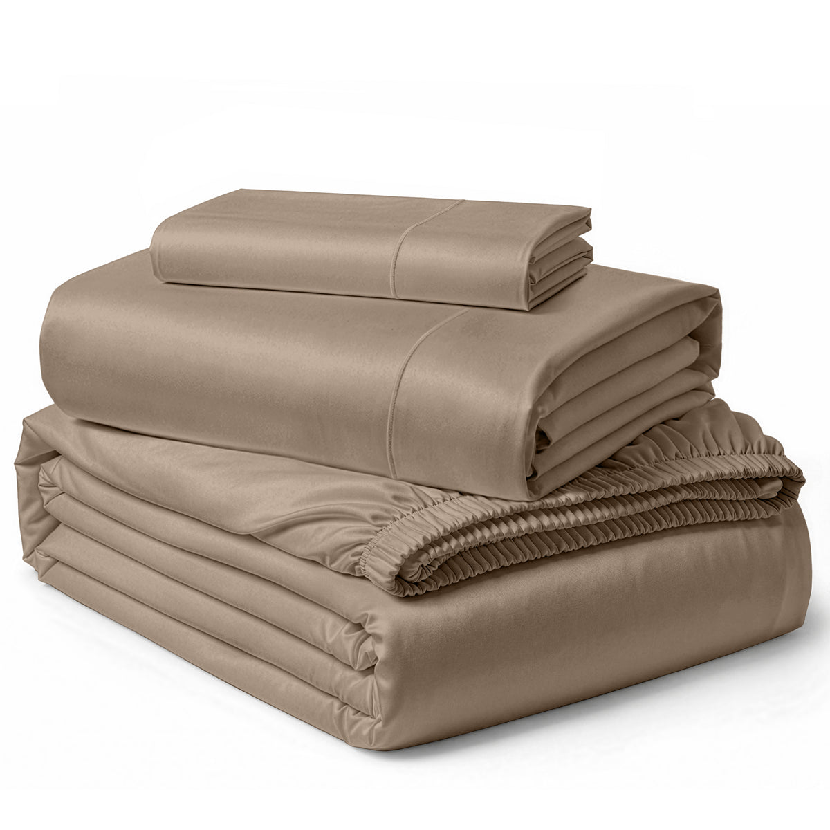 Lane Linen Egyptian Cotton Sheet Set - Taupe - 3 piece set