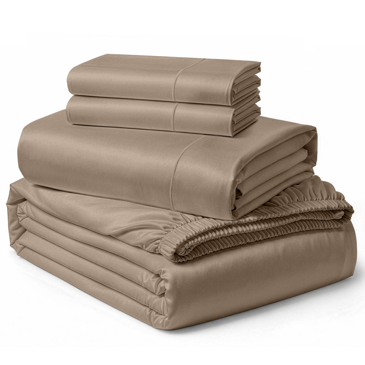 Lane Linen Egyptian Cotton Sheet Set - Taupe - 4 piece set