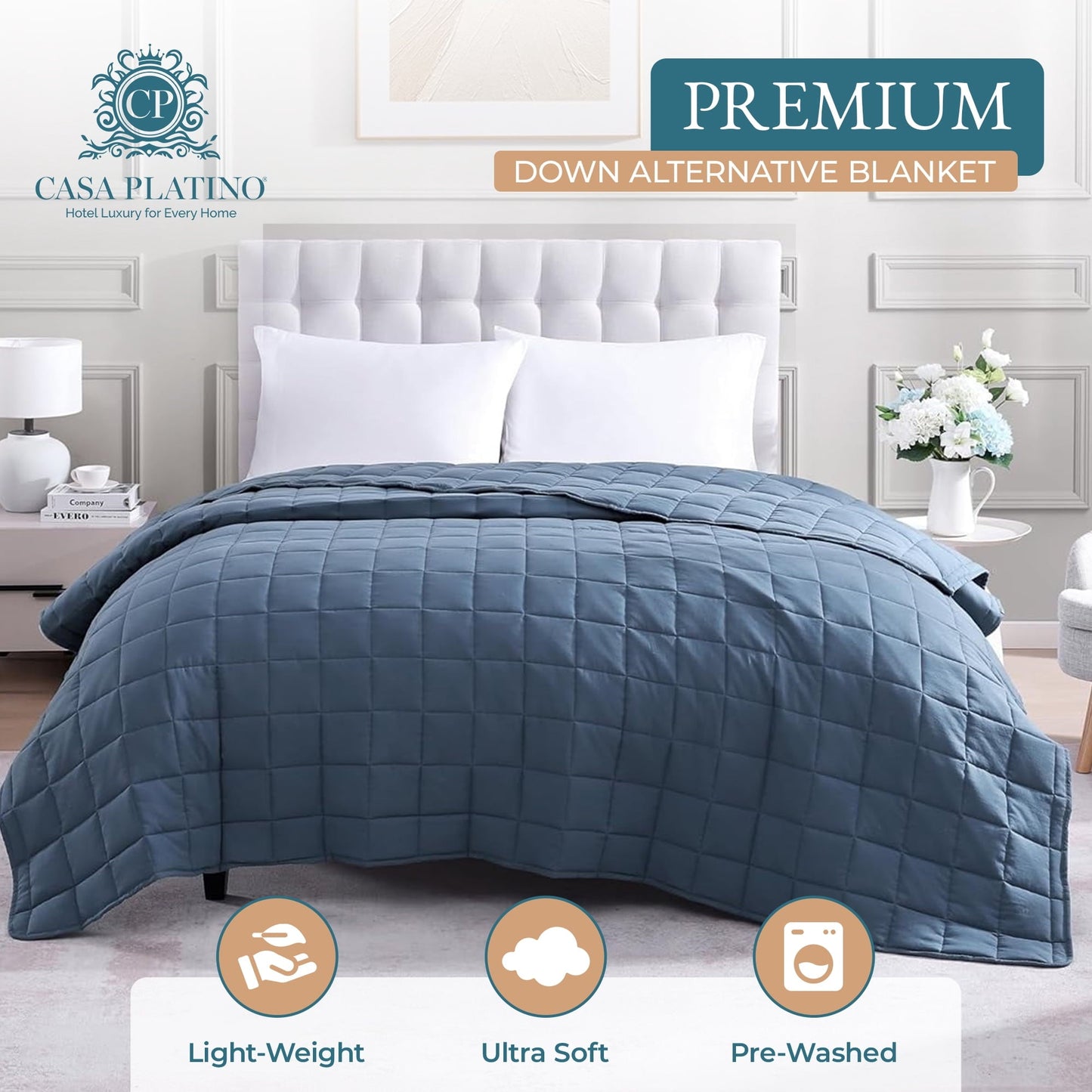 Quilted Bed Blanket cp-gallery: color=Estate Blue