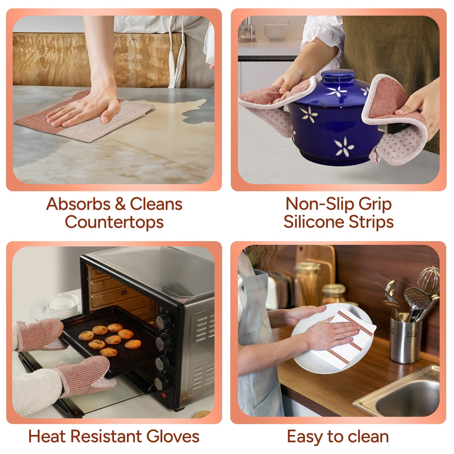 Kitchen Set - Oven Mitts, Pot Holders & Towels cp-gallery: color=Canyon Rose; size=8 Piece Set