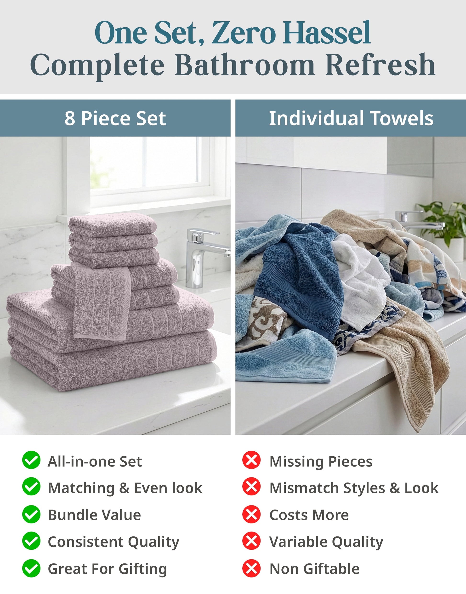8-Piece Cotton Bath Towel Set