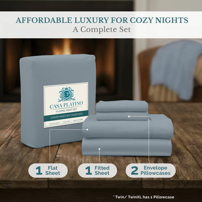 Flannel Sheet Set cp-gallery: color=French Blue