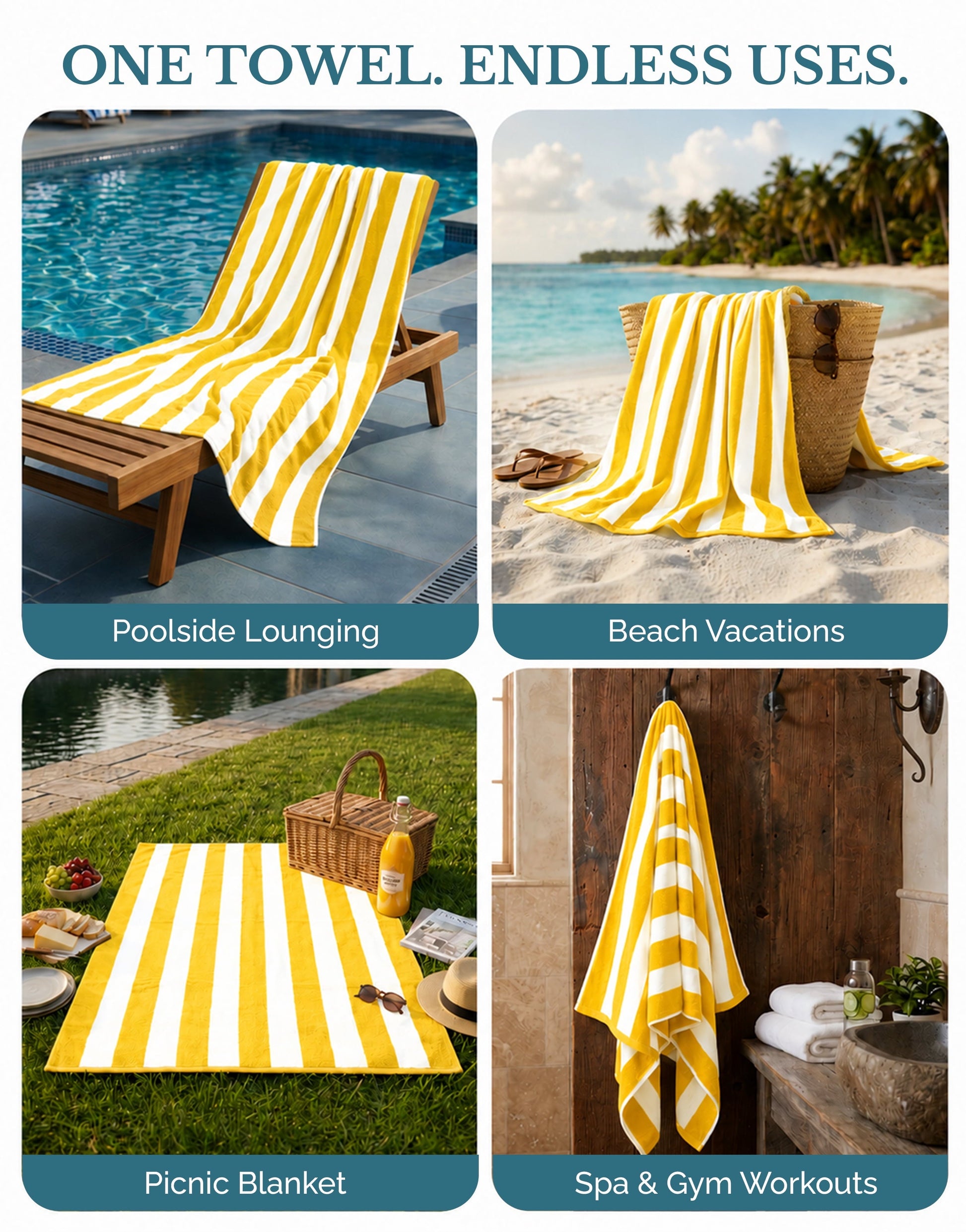 4-Piece Cabana Beach Towel Set