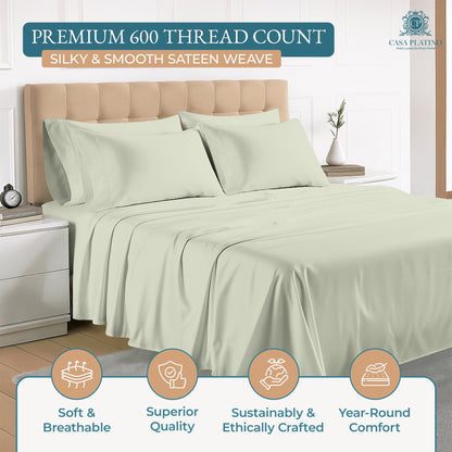 600 Thread Count Cotton Sheet Set cp-gallery: color=Mineral