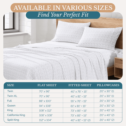 Washed Microfiber Sheet Set cp-gallery: color=White Base Grey Dot; size=Split King