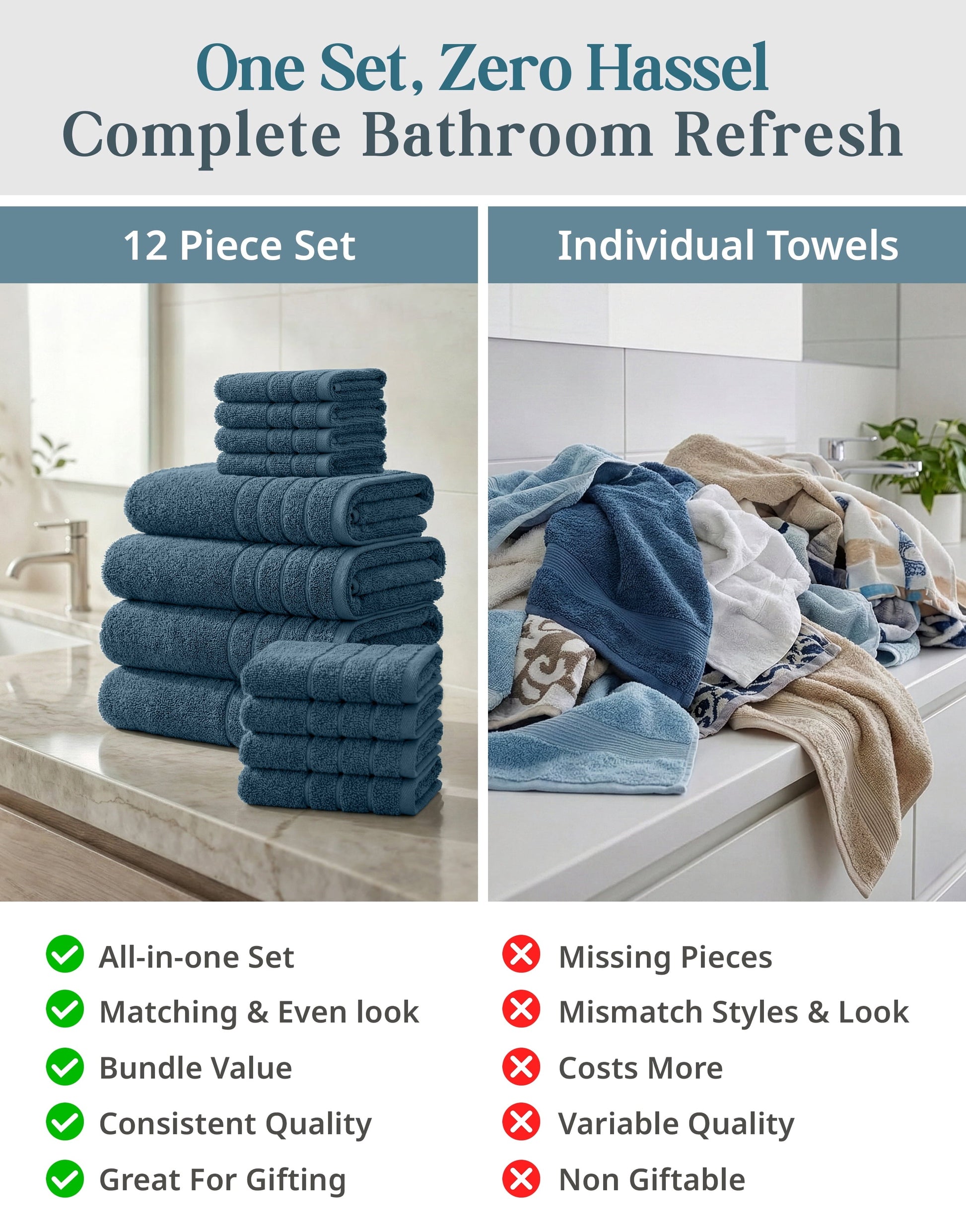 12-Piece Cotton Bath Towel Set
