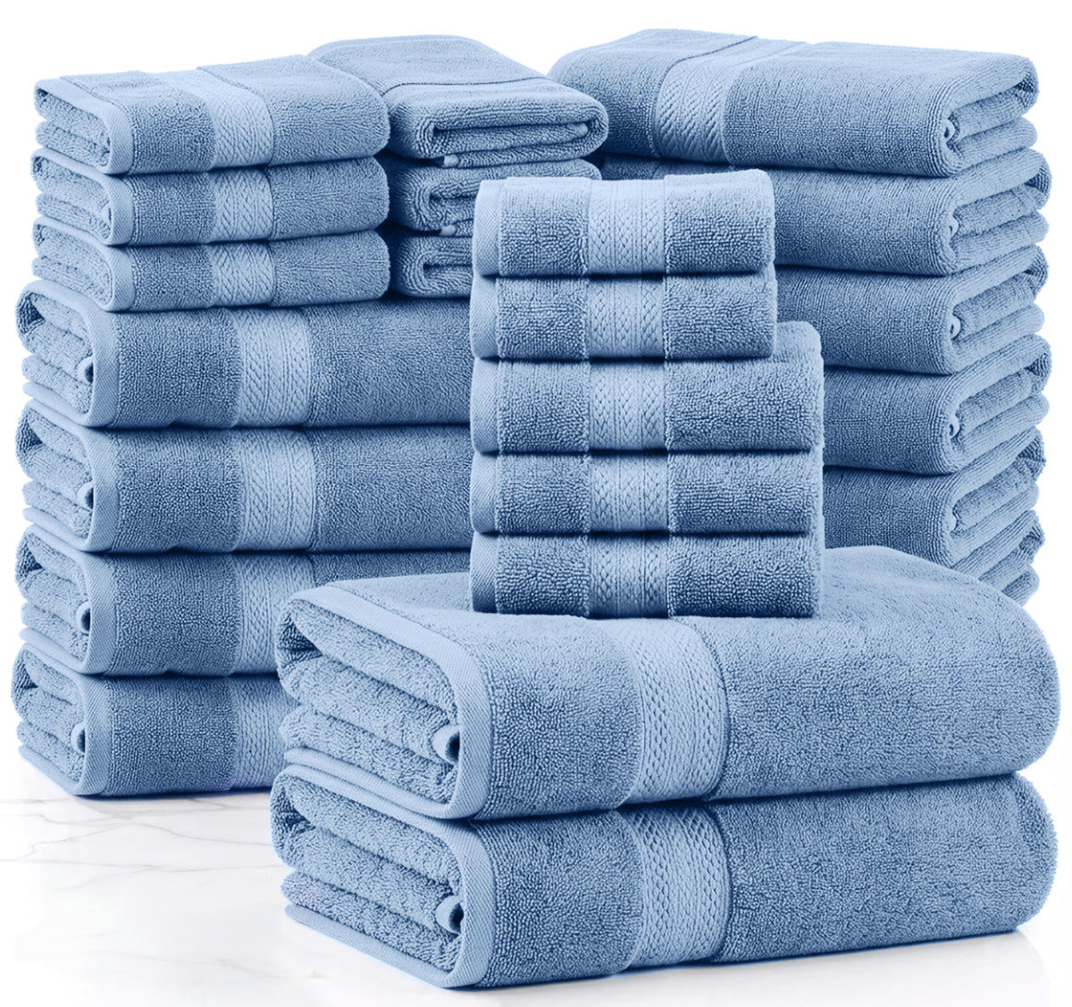 Lane Linen 24 Piece 100% Cotton Towel Set - Allure