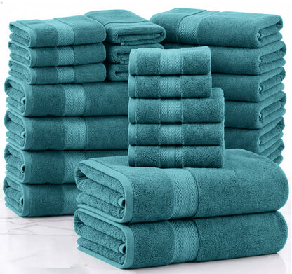 Lane Linen 24 Piece 100% Cotton Towel Set - Seaport