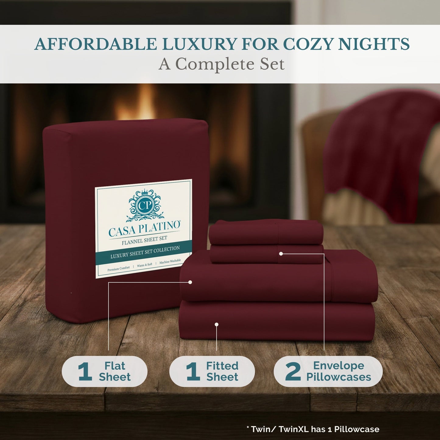 Flannel Sheet Set cp-gallery: color=Rust Red