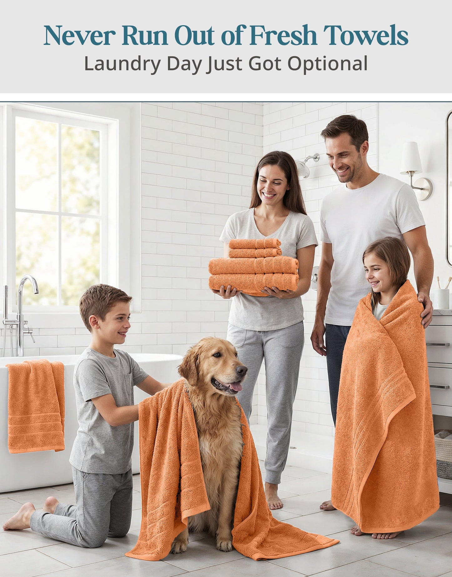 24-Piece Cotton Bath Towel Set cp-gallery: color=Peach Fuzz; size=24 Piece Set