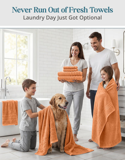 24-Piece Cotton Bath Towel Set cp-gallery: color=Peach Fuzz; size=24 Piece Set