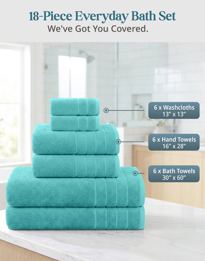 18-Piece Cotton Bath Towel Set cp-gallery: color=Aqua Sky; size=18 Piece Set
