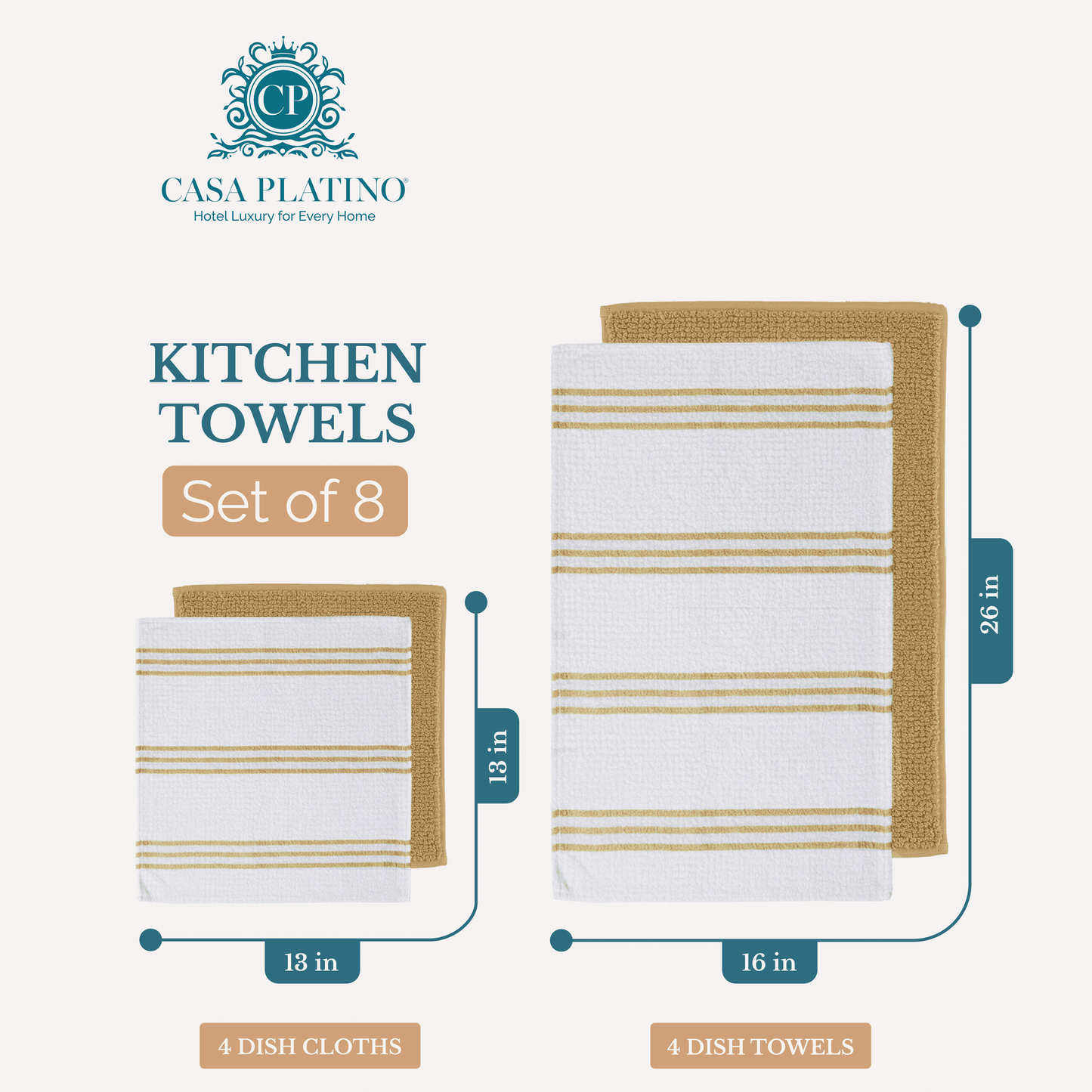 Terry Kitchen Towel Set cp-gallery: color=Beige; size=8 Piece Set