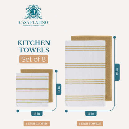 Terry Kitchen Towel Set cp-gallery: color=Beige; size=8 Piece Set