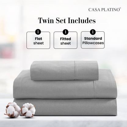 Percale Cotton Sheet Set cp-gallery: color=Silver; size=Twin