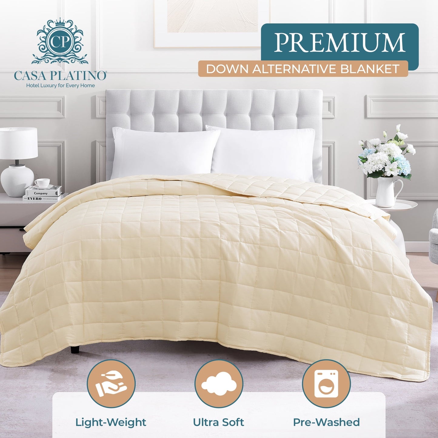 Quilted Bed Blanket cp-gallery: color=Ivory