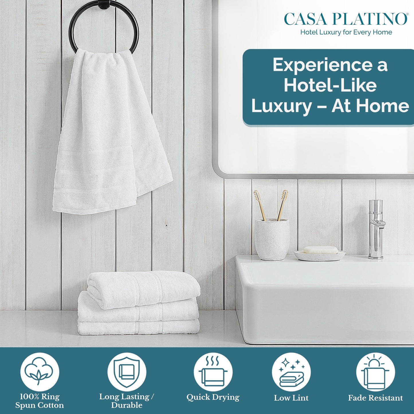 4-Piece Cotton Hand Towels Set cp-gallery: color=White; size=4 Piece Set