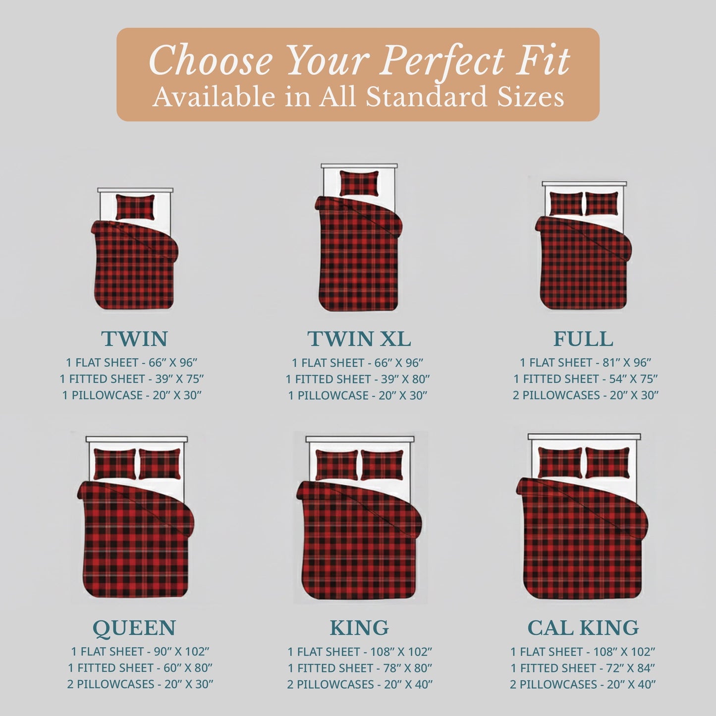 Flannel Sheet Set cp-gallery: color=Red Check