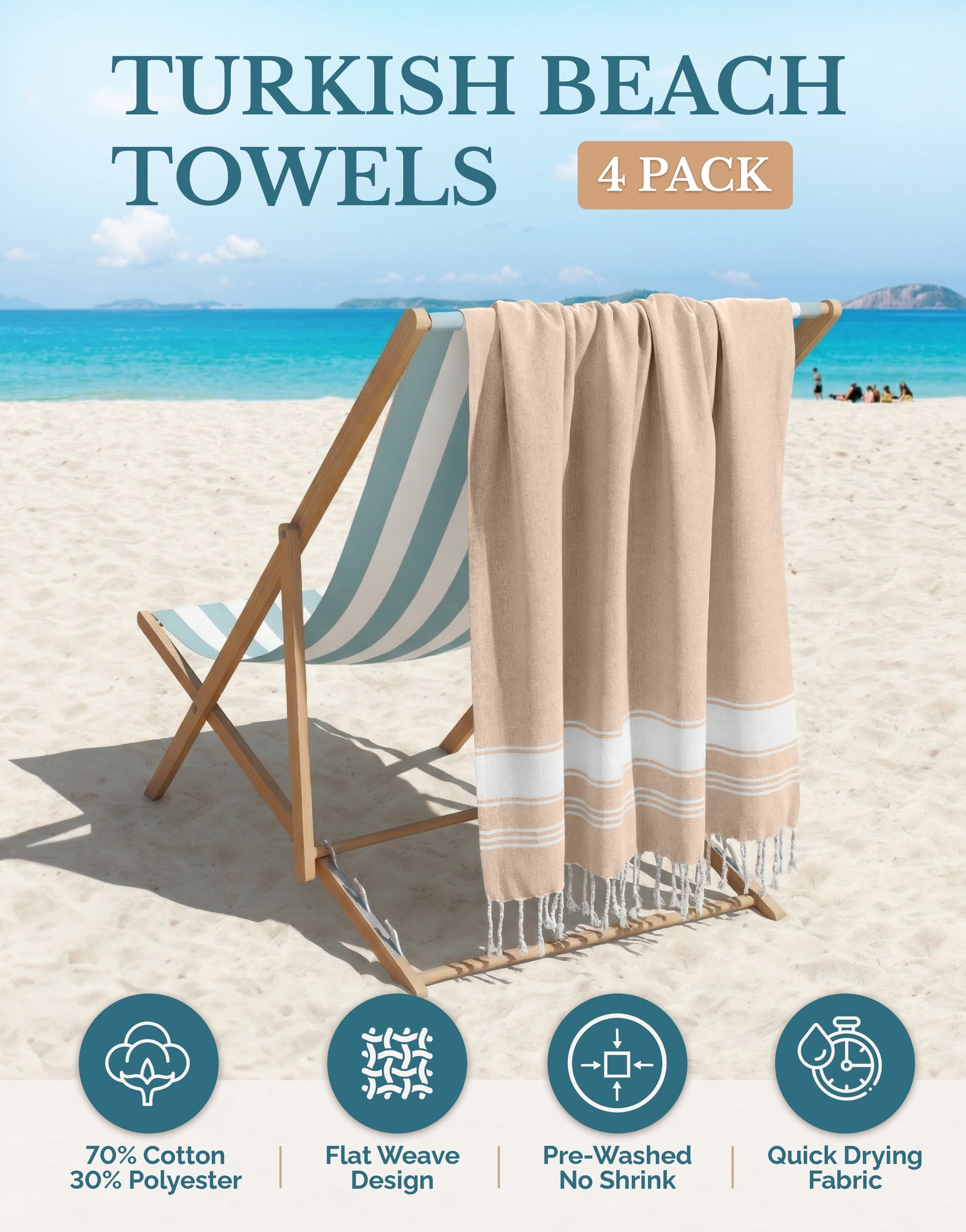 Cotton Hammam Beach Towels Multi-Pack